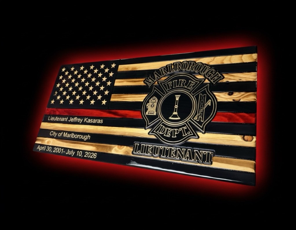 Custom Engraved Thin Red Line Firefighter Flag