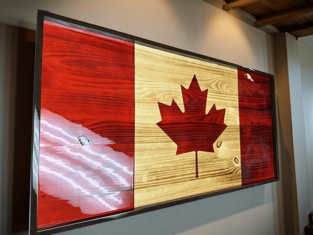 Canadian Framed Rustic Wooden Flag Wall Decor