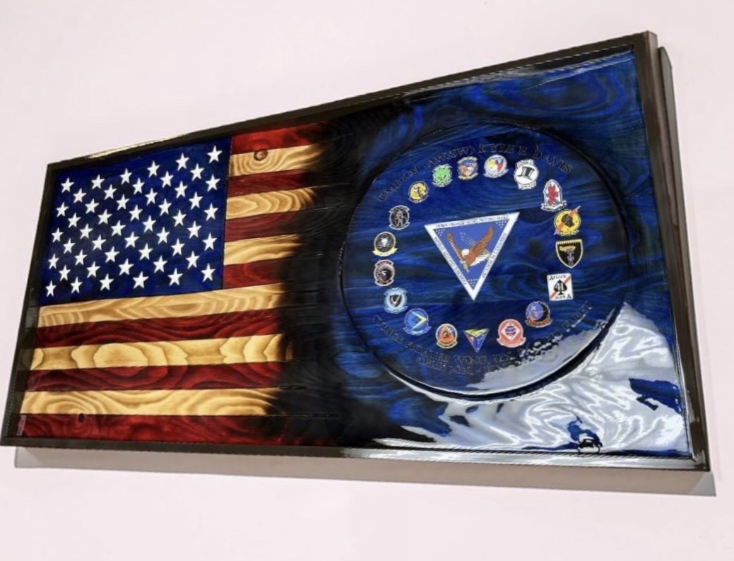 3D Wavy Wooden American Flag with EGA Emblem, Personalizable Rustic Wall Art - Image 7
