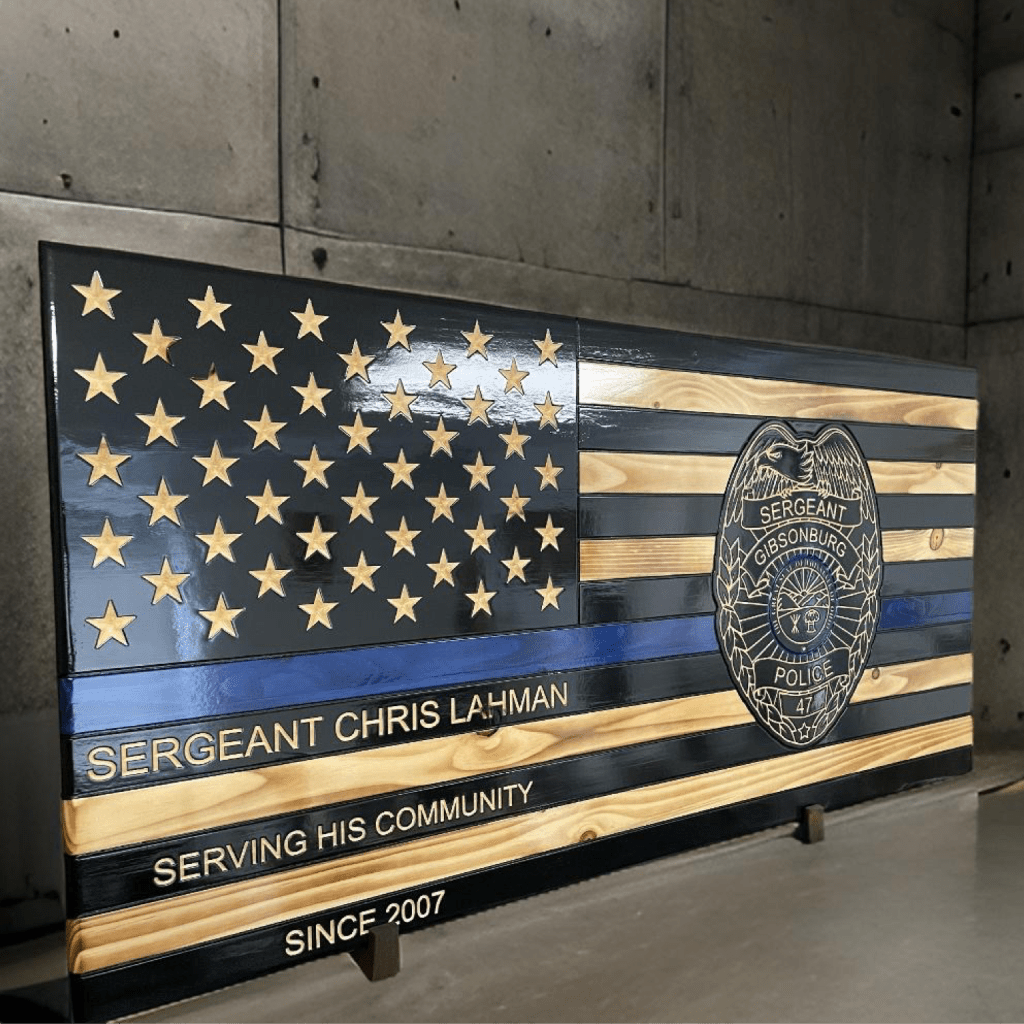 Custom Engraved Thin Blue Line Police Flag